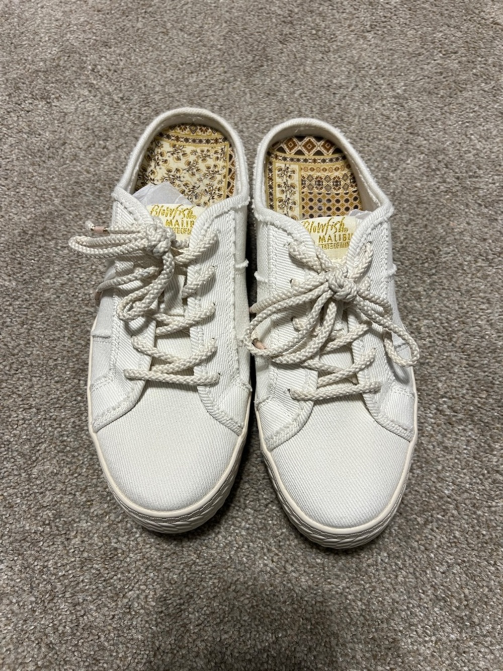 Blowfish White Women’s Canvas Lace-Up Sneakers with Braided Laces